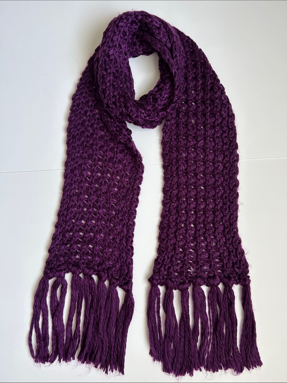 Plum Knit Fringe Scarf - Women Accessories